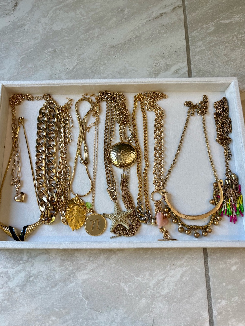 12 piece goldtone bold necklace statement lot wearable